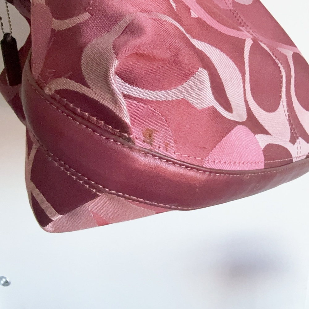 Coach Signature Hobo Shoulder Bag in Pink and Burgundy - Picture 12 of 16
